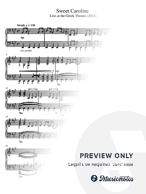 Sweet Caroline, Neil Diamond, for Piano Solo by hotson - Sheet Music