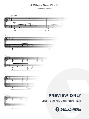 A Whole New World "Aladdin" Theme, for Easy Piano by hotson - Sheet Music