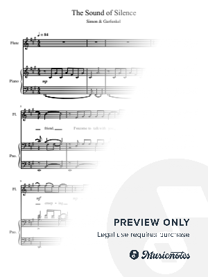 The Sound Of Silence, for Flute and Piano With Lyrics