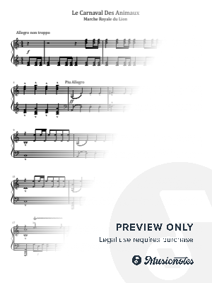 Saint-Saens, Le Carnaval des Animaux, Marche Royale du Lion, for Piano Solo Original