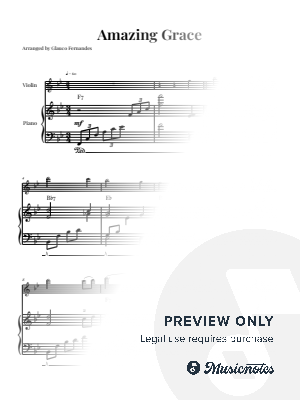 Amazing Grace | VIOLIN & PIANO (with Chords) by Glauco Fernandes - Sheet Music