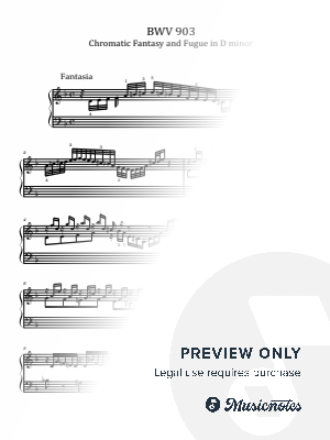 J.S.Bach, Chromatic Fantasia and Fugue in D Minor, BWV 903, Original With Fingering by hotson - Sheet Music