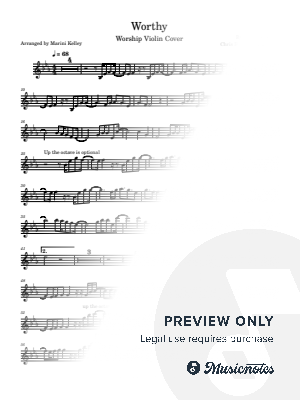 Worthy (Elevation Worship) - Violin Cover by Marini Kelley - Sheet Music