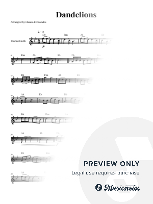 Dandelions - Ruth B | Bb CLARINET SOLO (with Chords) by Glauco Fernandes - Sheet Music