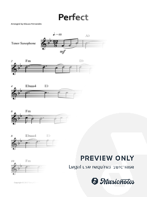 Perfect - Ed Sheeran | TENOR SAXOPHONE SOLO (with Chords) by Glauco Fernandes - Sheet Music
