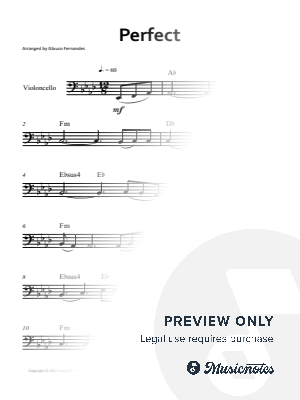 Perfect - Ed Sheeran | CELLO SOLO (with Chords) by Glauco Fernandes - Sheet Music