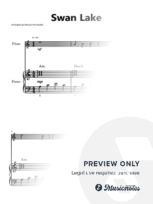 Swan Lake Theme - Tchaikovsky | FLUTE and PIANO (Easy, with Chords) by Glauco Fernandes - Sheet Music