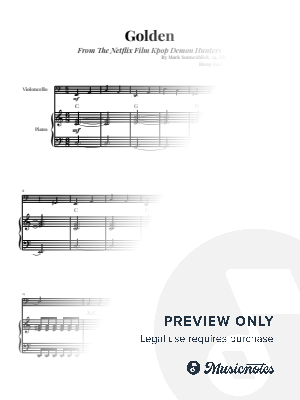 Golden (From Kpop Demon Hunters) | EASY CELLO and PIANO (with Chords) by Glauco Fernandes - Sheet Music