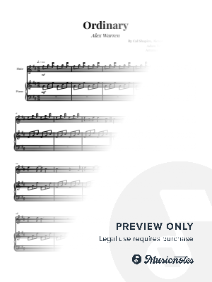 Alex Warren - Ordinary | Flute & Piano Sheet Music by Glauco Fernandes - Sheet Music