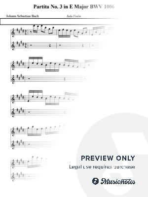 Partita No. 3 in E Major BWV 1006 – Johann Sebastian Bach (Solo Violin) by Nivek Piano - Sheet Music