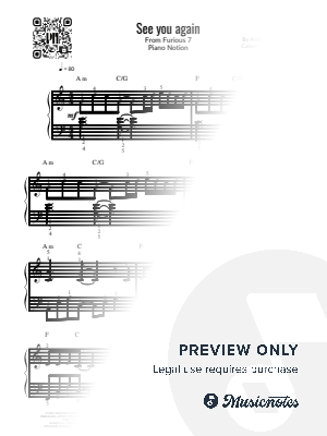 See You Again, Fast and Furious, Khalifa/Puth (Easy Piano) by Piano Notion - Sheet Music