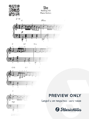 She, Notting Hill, Charles Aznavour (Easy Piano) by Piano Notion - Sheet Music