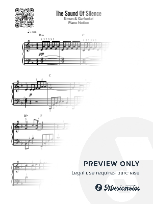 The Sound of Silence, Simon & Garfunkel (Easy Piano) by Piano Notion - Sheet Music