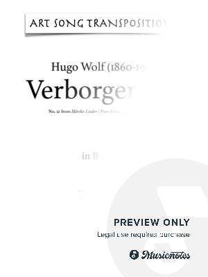 WOLF: Verborgenheit (transposed to B major) by Art Song Transpositions - Sheet Music