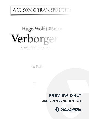 WOLF: Verborgenheit (transposed to B-flat major) by Art Song Transpositions - Sheet Music