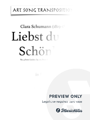 C. SCHUMANN: Liebst du um Schönheit, Op. 12 no. 4 (transposed to E major) by Art Song Transpositions - Sheet Music