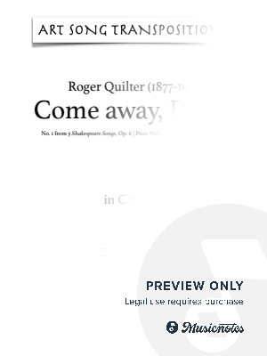 QUILTER: Come away, Death (transposed to C minor) by Art Song Transpositions - Sheet Music