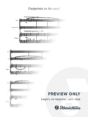 Footprints in the sand. For Flute, Clarinet and Piano. by Grant Horsley - Sheet Music