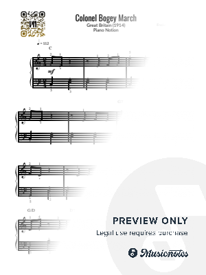 Colonel Bogey March, Frederick Joseph Ricketts (Easy Piano)