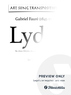 FAURÉ: Lydia, Op. 4 no. 2 (transposed to D major)
