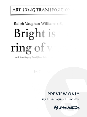 VAUGHAN WILLIAMS: Bright is the ring of words (transposed to C major) by Art Song Transpositions - Sheet Music