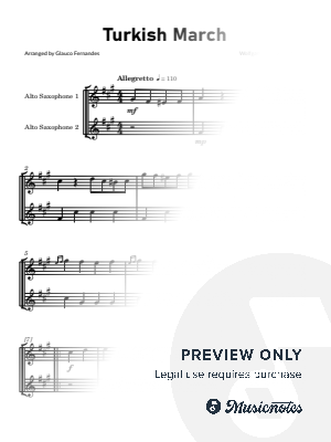 Rondo Alla Turca (Turkish March) - Mozart | EASY ALTO SAX DUET by Glauco Fernandes - Sheet Music