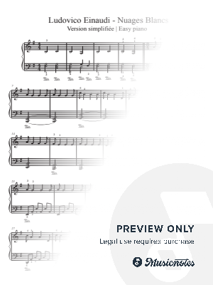 Ludovico Einaudi - Nuvole Bianche | Easy piano on white keys by Masha Sharova - Sheet Music