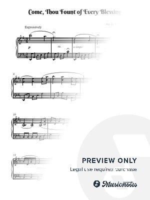 Come Thou Fount of Every Blessing (Intermediate Piano) by Kristen Allred - Sheet Music