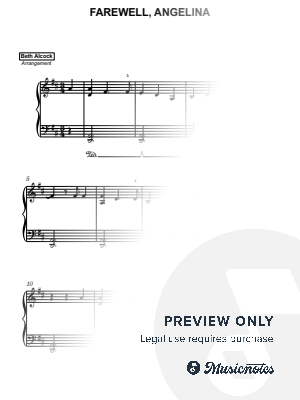 Farewell, Angelina (Bob Dylan) - easy piano by Beth Alcock – Violin & Piano Arrangements - Sheet Music