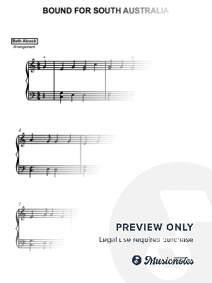 Bound for South Australia (Sea Shanty) - easy piano by Beth Alcock – Violin & Piano Arrangements - Sheet Music
