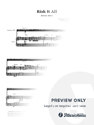 Risk It All - Bruno Mars | CLARINET and PIANO with Chords (Low Version) by Glauco Fernandes - Sheet Music