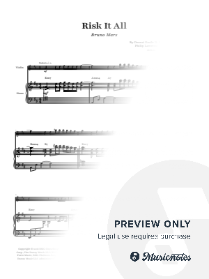 Risk It All - Bruno Mars | VIOLIN and PIANO with Chords by Glauco Fernandes - Sheet Music