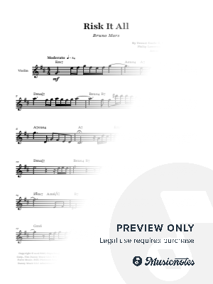 Risk It All - Bruno Mars | VIOLIN with Chords by Glauco Fernandes - Sheet Music