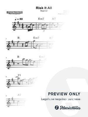 Risk It All by Beginner Piano Keys - Sheet Music