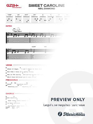 Sweet Caroline by GuitarZero2Hero - Sheet Music