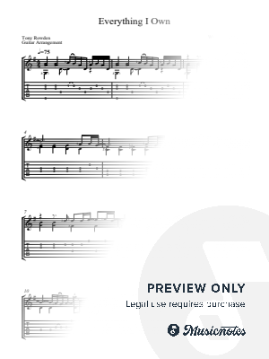 Everything I Own by Tony Rowden - Sheet Music