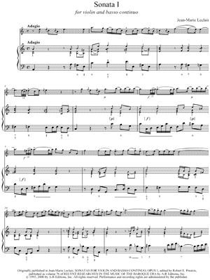 Sonata I for Violin and Basso Continuo - Keyboard