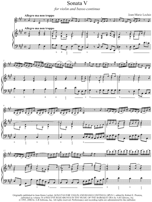 Sonata V for Violin and Basso Continuo - Keyboard