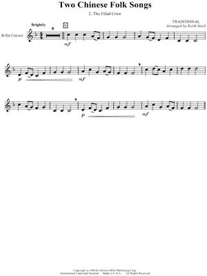 Three Chinese Folk Songs: 2. The Filial Crow - Clarinet part