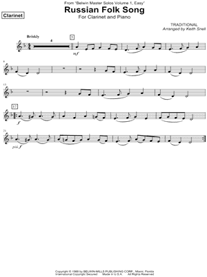 Russian Folk Song - Clarinet