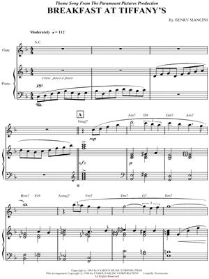 Breakfast at Tiffany's - Piano Accompaniment
