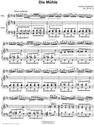 Die Mühle, Op. 55 No. 4 - Piano Accompaniment (Flute)