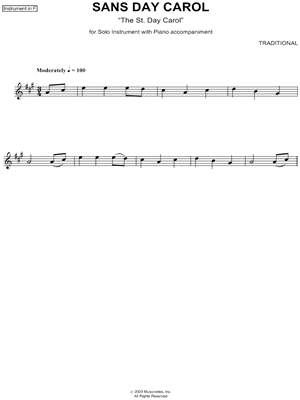 Sans Day Carol - F Instrument