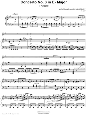 Horn Concerto No. 3 in Eb Major: I. Allegro - Piano Accompaniment (C, Bb or Eb Instrument)