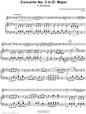 Horn Concerto No. 3 In Eb Major: II. Romanze - Piano Accompaniment (French Horn)