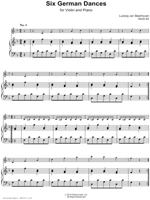 Six German Dances - Piano Accompaniment (Violin)