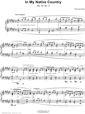 Lyric Pieces, Op 43, No. 3: In My Native Country