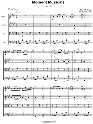 Moment Musical No. 3 - String Quartet Score