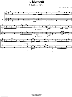Five Duets for Horns: II. Menuett