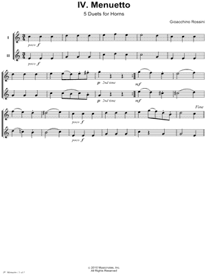 Five Duets for Horns: IV. Menuetto